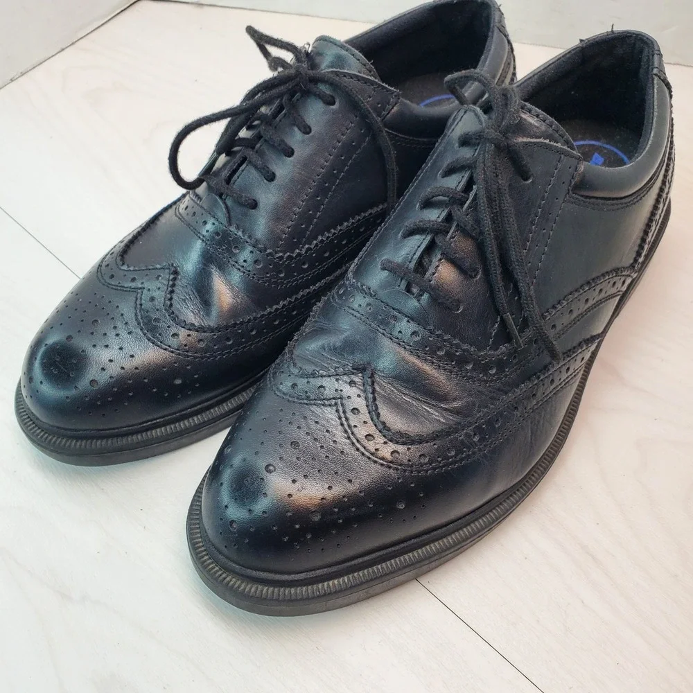 Dr Scholls Lexington Wingtip Oxford Dress Shoes Black Leather Men 10W